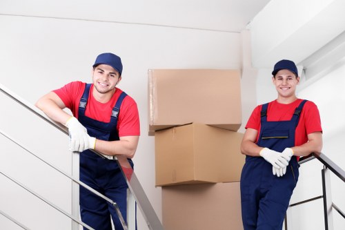Commercial moving team preparing office relocation in Collierrow