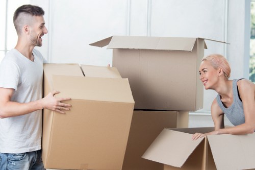 Collierrow moving truck loading boxes and furniture for a residential move