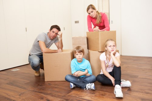 Boxes and household items loaded for a house move in Collierrow