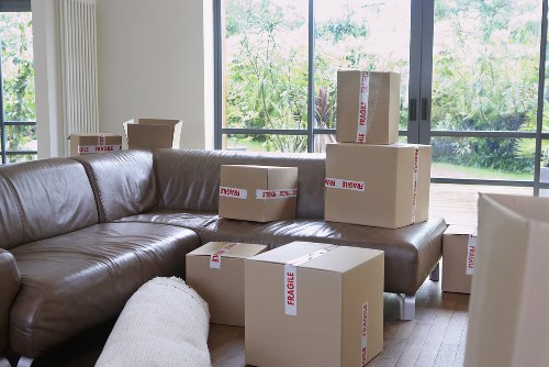 Packed boxes and furniture ready for a Collierrow home move