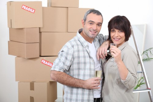 Office relocation setup with boxes and equipment for a business move in Collierrow